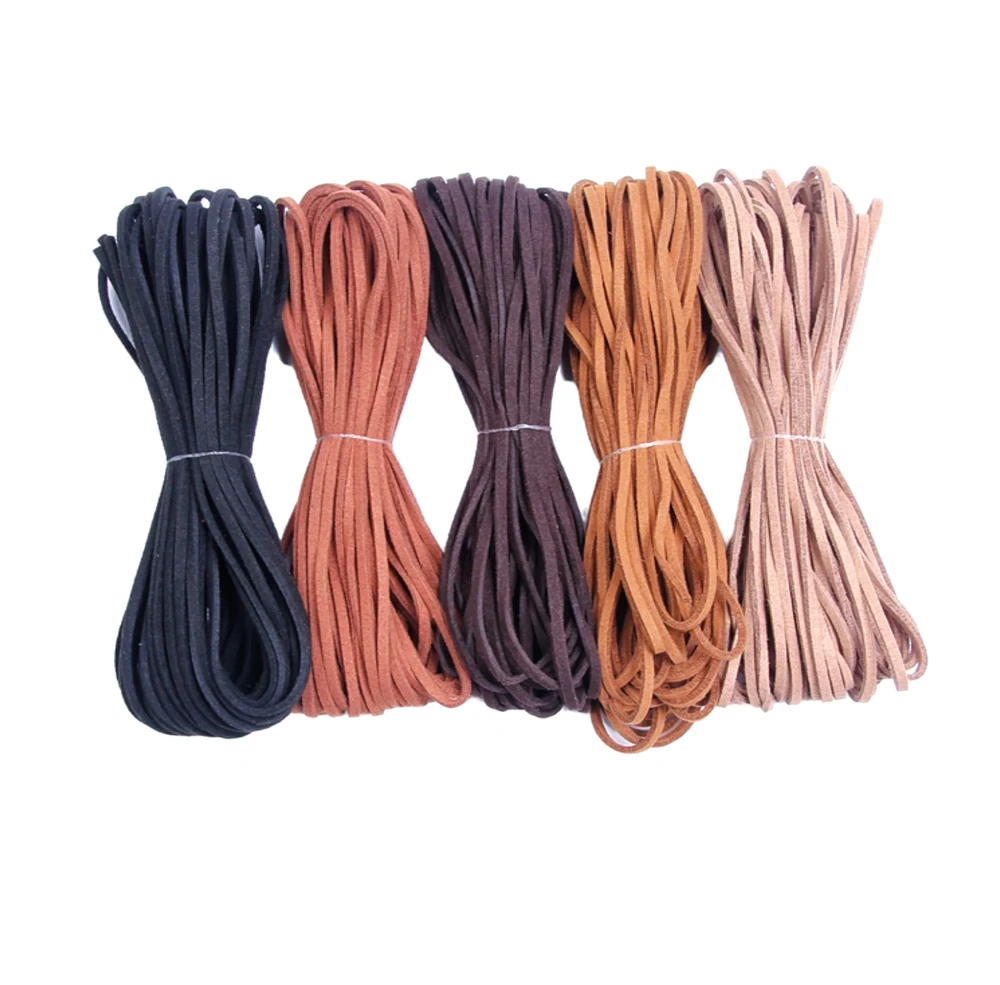 REGELIN 5 Meters Flat Faux Suede Braided Cord Korean Velvet Leather Handmade Beading Bracelet Jewelry Making Thread String Rope