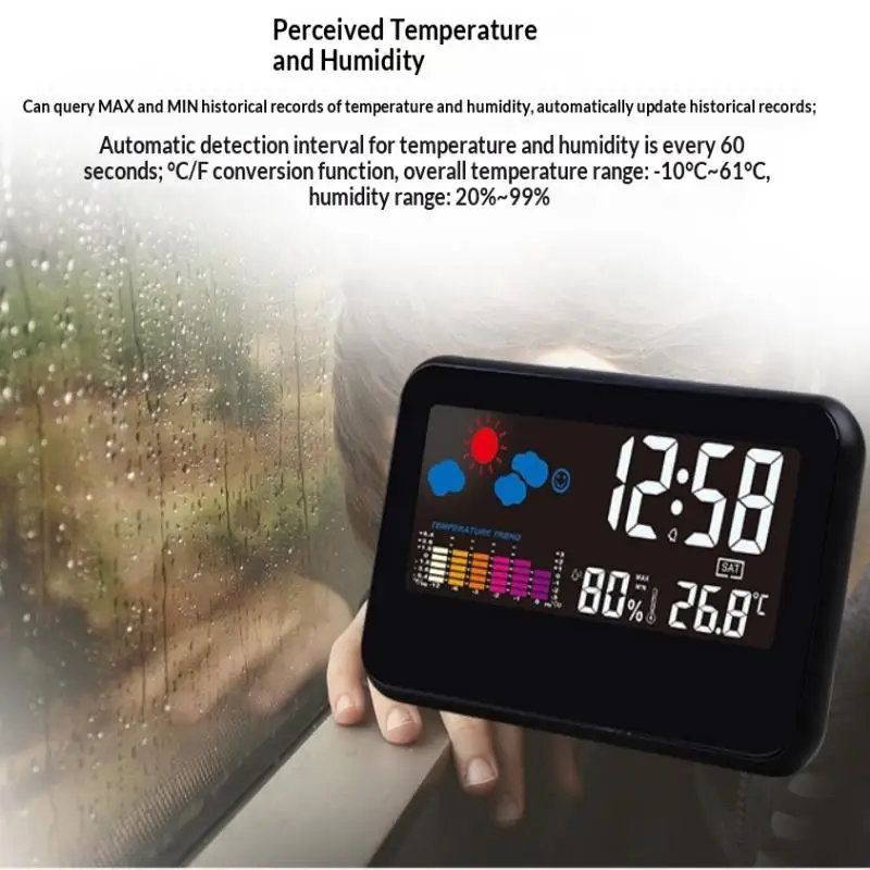 Clock Digital With Night Backlight Smart Alarm Clock For Home Bedroom Desk Table  Hygrometer