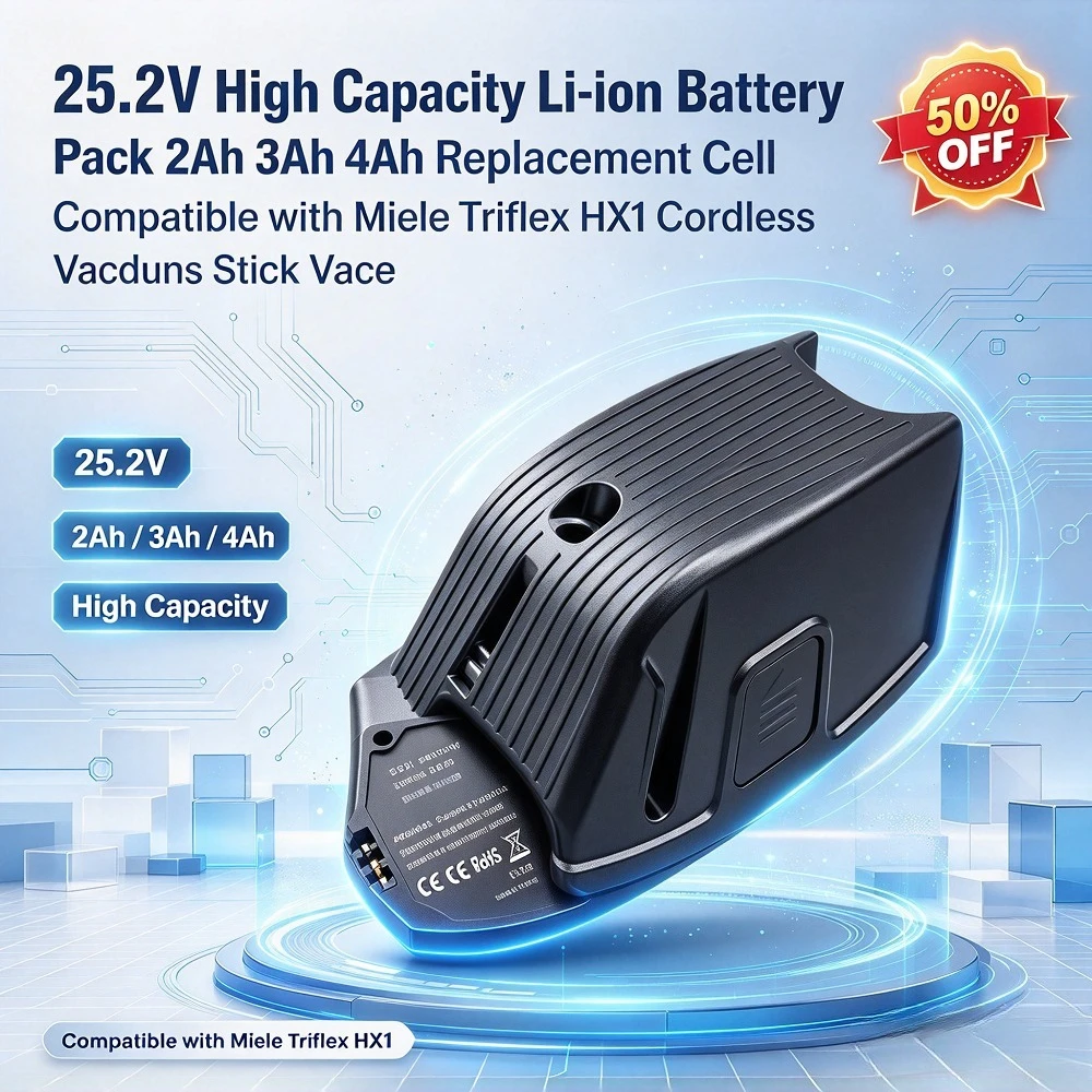 Replacement High Capacity Li-ion Battery Pack 2Ah 3Ah 4Ah Compatible with for Miele Triflex HX1 Cordless Stick Vacuum Cleaner