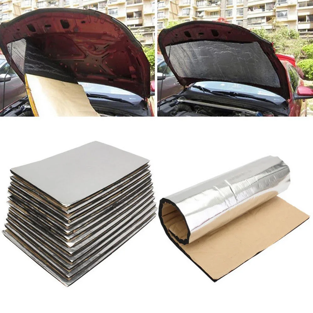 10pcs Car Sound Deadener Heat Insulation Mats 50x30cm Auto Van Acoustic Absorption Heatproof Foam Mat Car Hood Insulation Silent