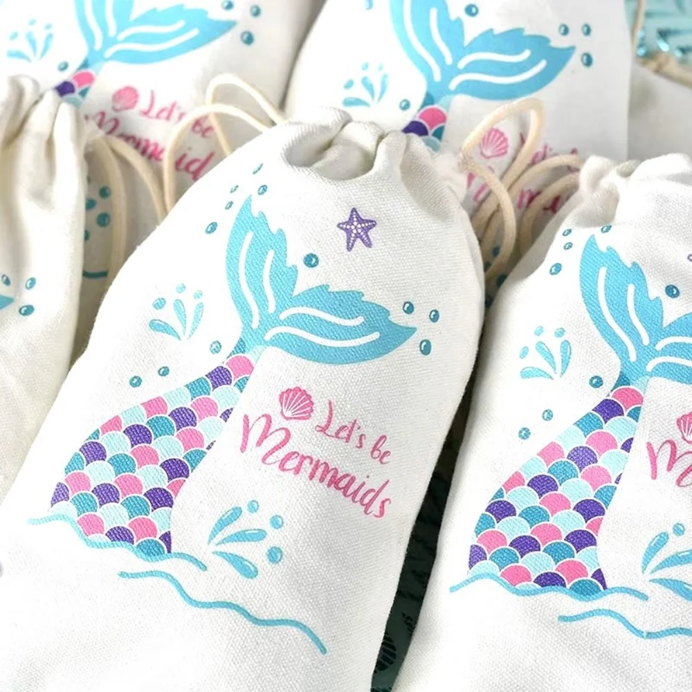 20pcs Mermaid Party gift Bags Under The Sea Ocean pool kid Girl first 1st 2nd 3rd 4th 5th Birthday Baby Shower decoration Favor