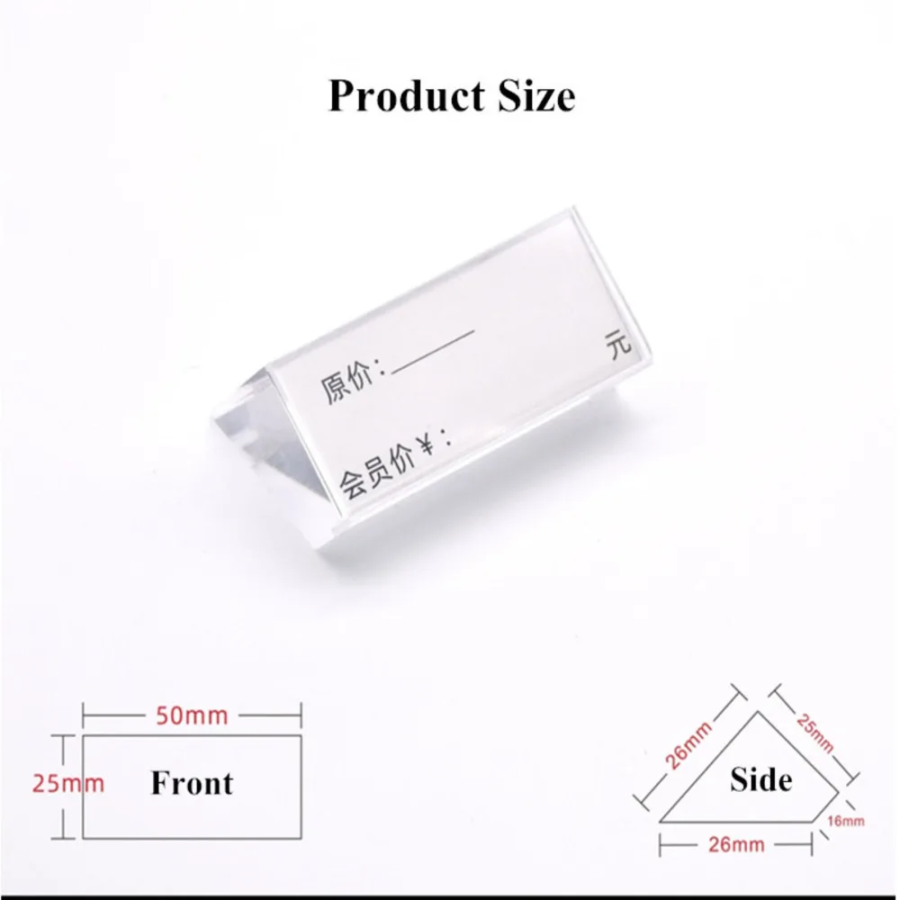 5PCS 50x25mm Mini Slanted Clear Acrylic Price Tag Holder Display Stands Small Table Plastic Price