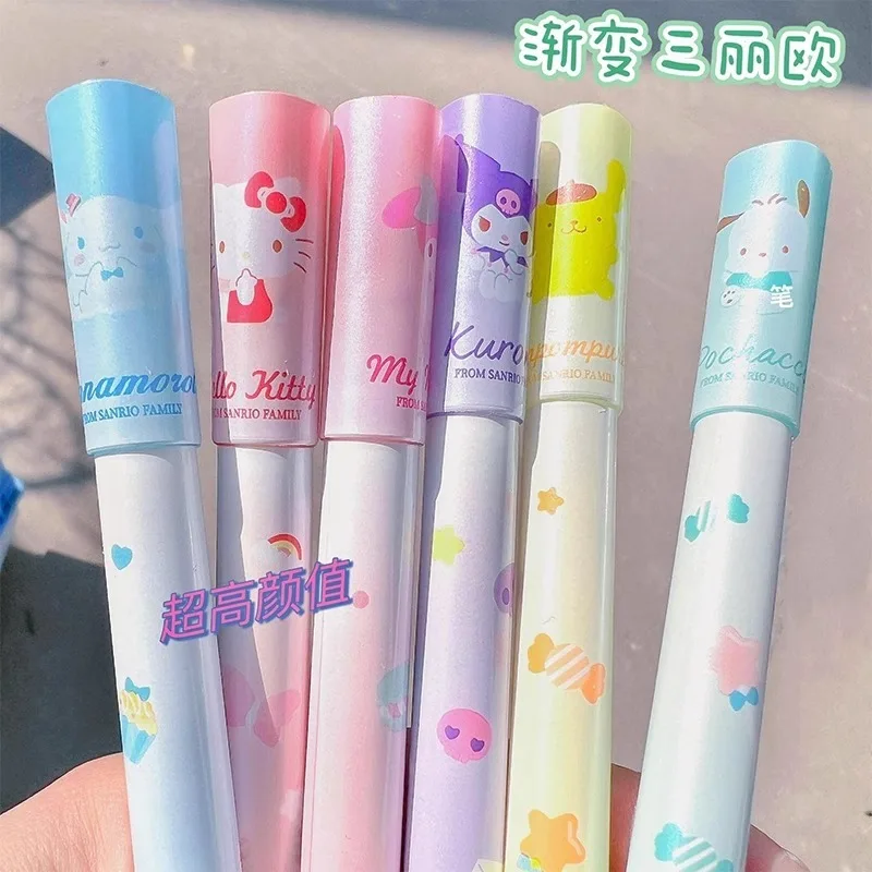 New Sanrio Kuromi 6pcs Box Pochacco Student Drawing Highlighter School Stationery Supplies Girls Handbook DIY Color Markers Gift