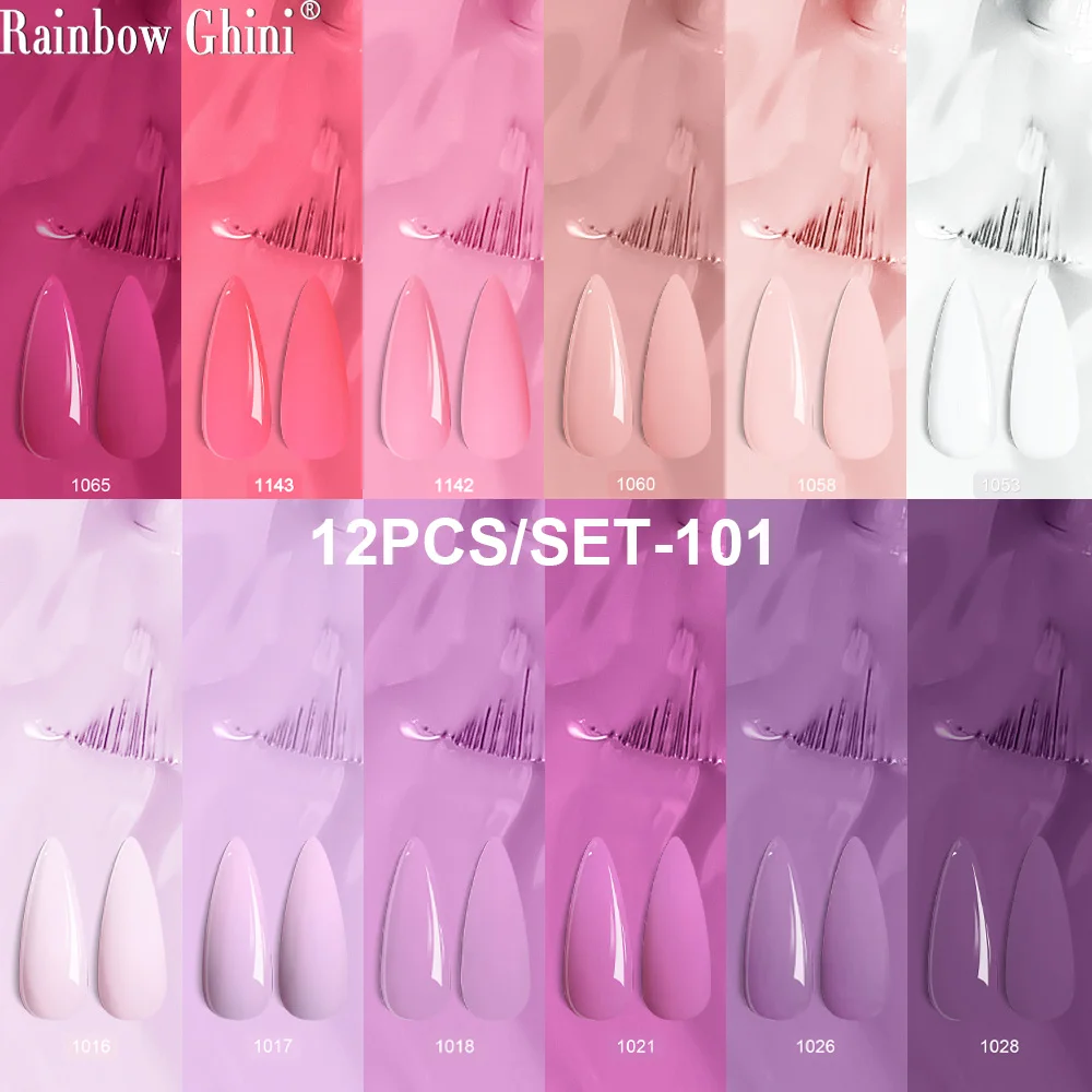 Rainbow Ghini 8ML 12 pièces/ensemble rouge paillettes Gel vernis à ongles riche Violet SemiPermanentNail vernis champignon Taupe longue durée UV Gel