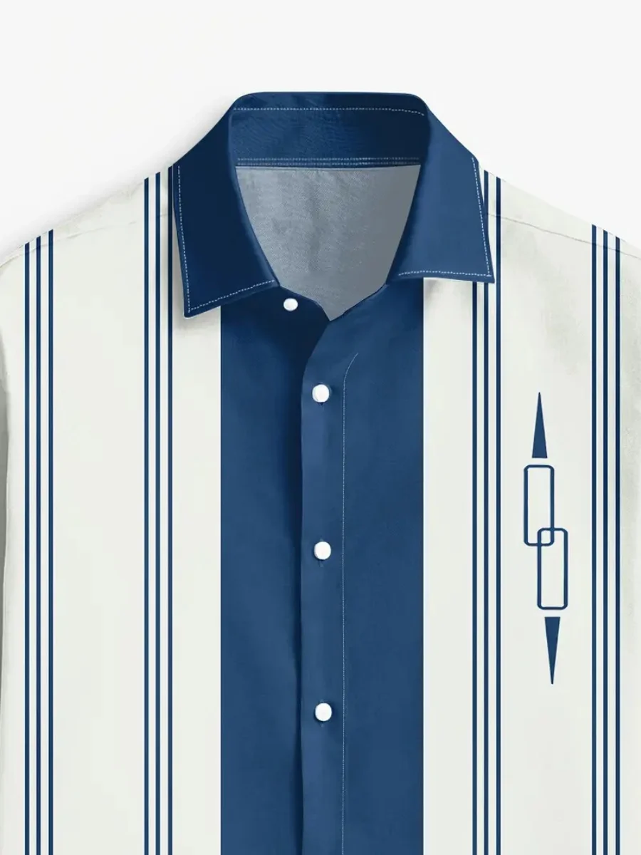New men's striped business blazer  Men's casual fashionable long-sleeved shirt  Collar office casual button-down shirt