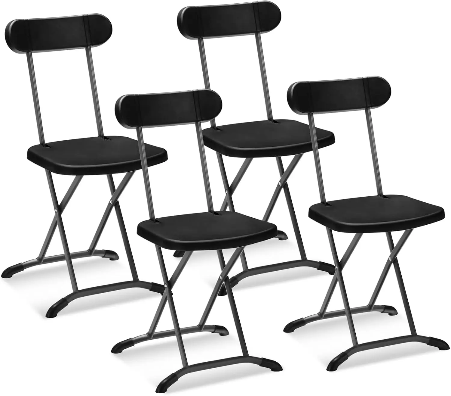 

Folding Chair, 400Lbs Plastic Chairs Set With Steel Frame & Ergonomic Curved Back, Indoor & Outdoor Commercial Event Seat For