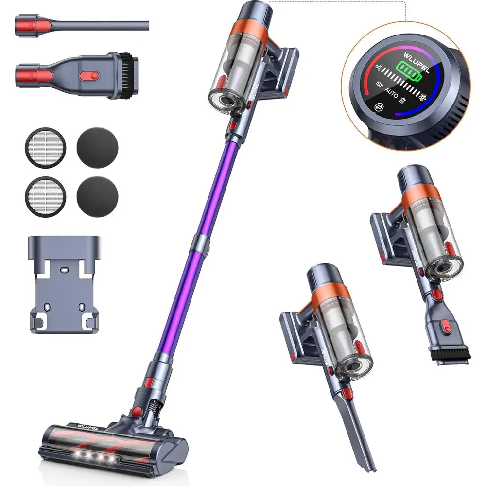 

Беспроводной пылесос 38Kpa 450W, до 55 минут работы, контейнер для пыли 1,5 л и LED-дисплей