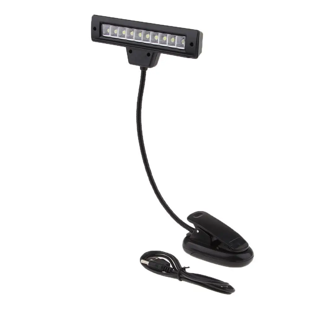 Music Stand Light  Clip Table Lamp Neck Reading Light Black