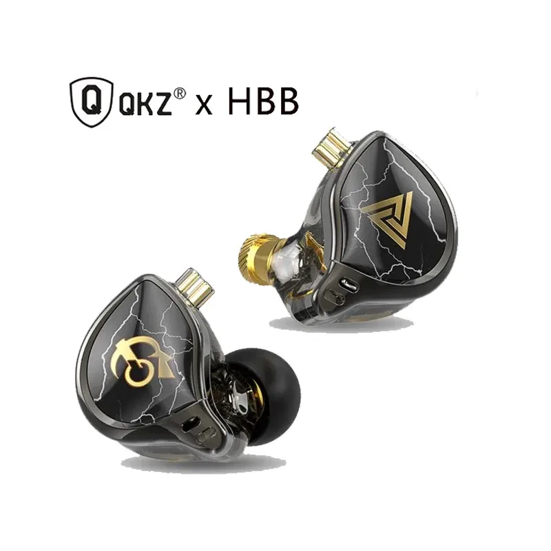 QKZ x HBB 10mm Titanium-Coated Diaphragm HiFi In Ear Monitor Earphones Semi-open Cavity CNC Aluminum Alloy Faceplate