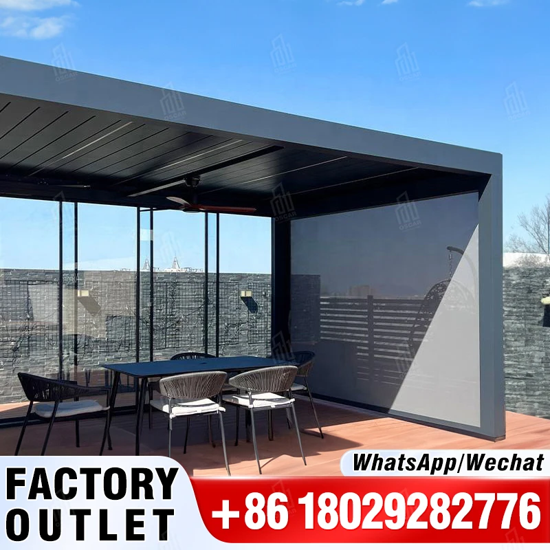 

oscaracso Modern 3X3m 3x4m 3x5m Pergola Canopy Exterior Bioclimatic Outdoor Louvered Aluminium Pergola