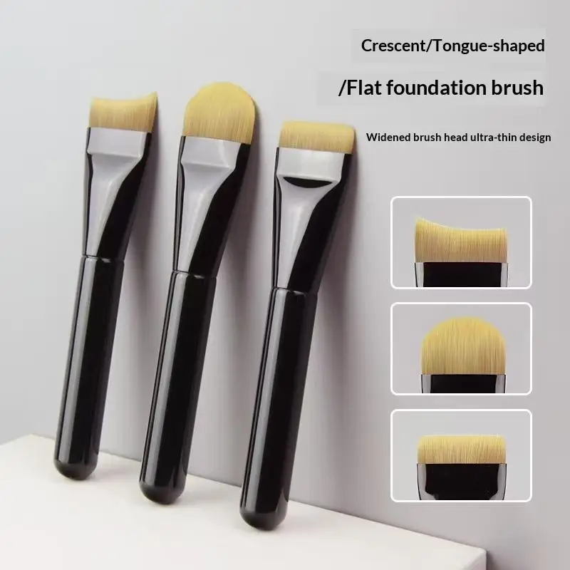 1Pç Pincel de Base Ultrafino com Cerdas de Nylon Hipoalergênicas, Ponta Plana e Curva, Perfeito para Contorno Facial e Maquiagem