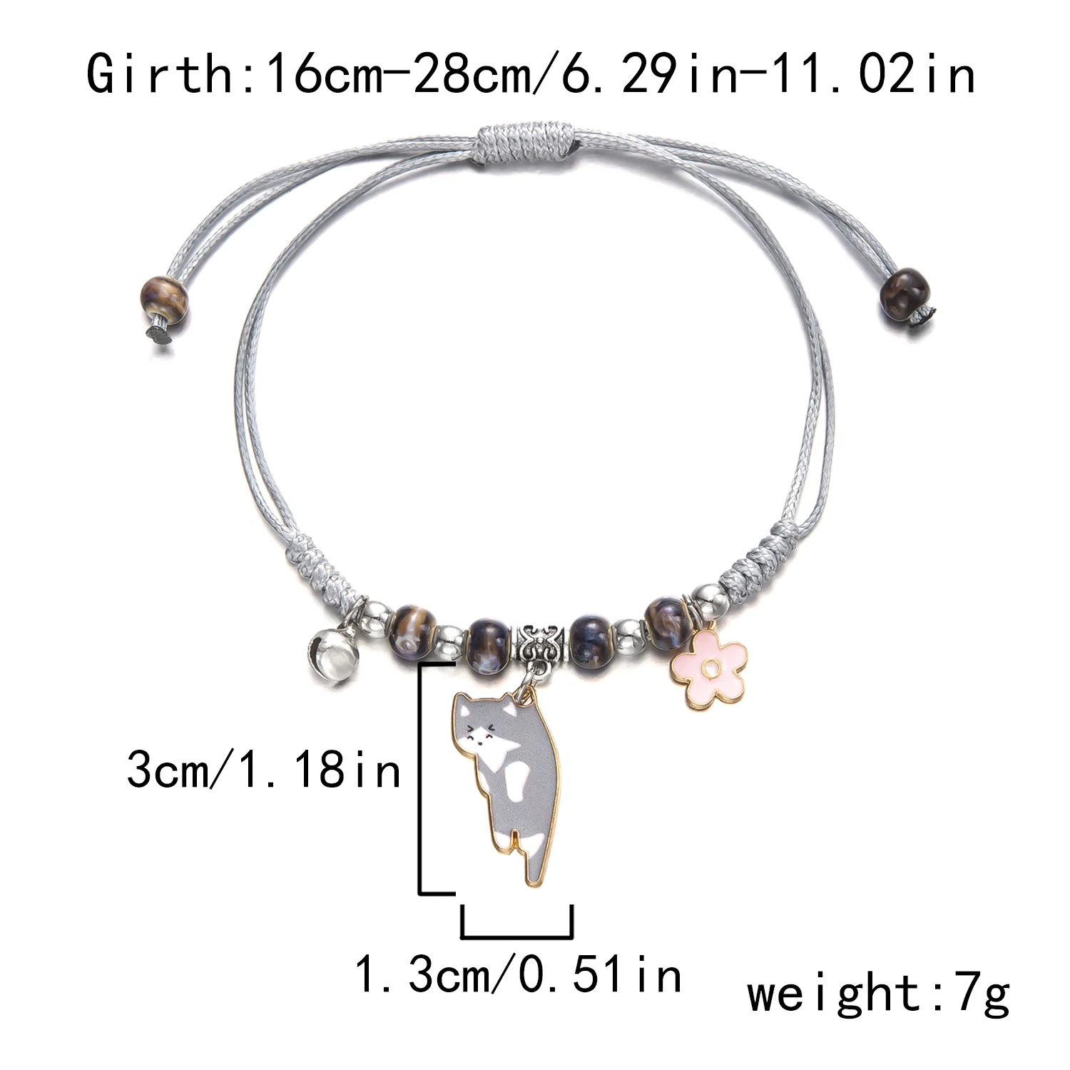 Vintage Handgefertigtes Glücksbringer-Armband für Frauen Niedlicher Kätzchen-Blumen-Anhänger Verstellbares Seil-Armband Freundschaftsschmuck Geschenk – Detail 14