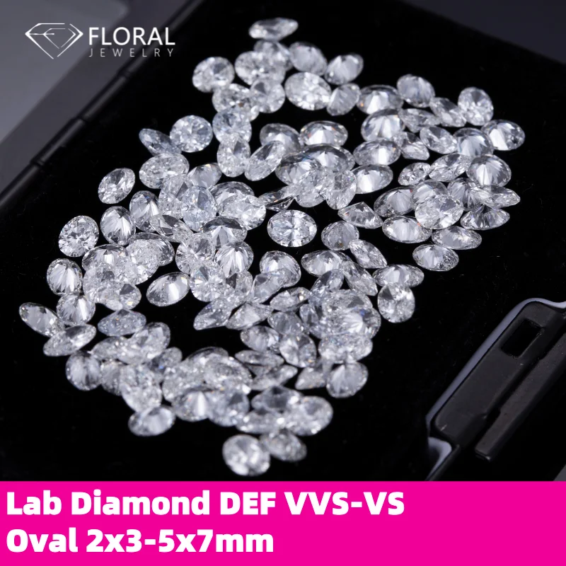 

HPHT CVD Lab-Grown Diamond DEF VVS-VS Oval Loose Wholesale Full Sizes Available 2x3mm to 5x7mm for Jewelry Market
