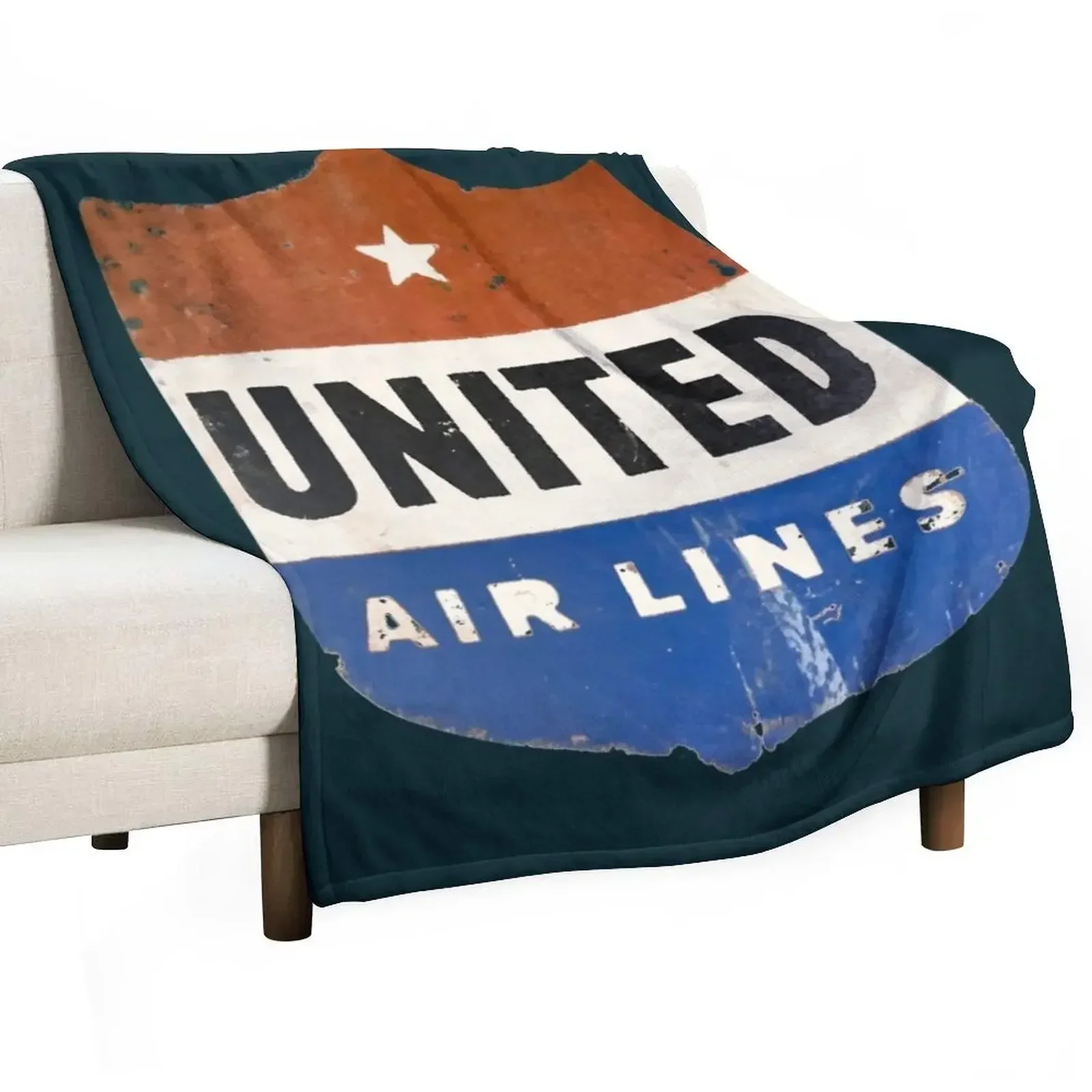 

United Air Lines - Vintage Throw Blanket bed plaid halloween Blankets