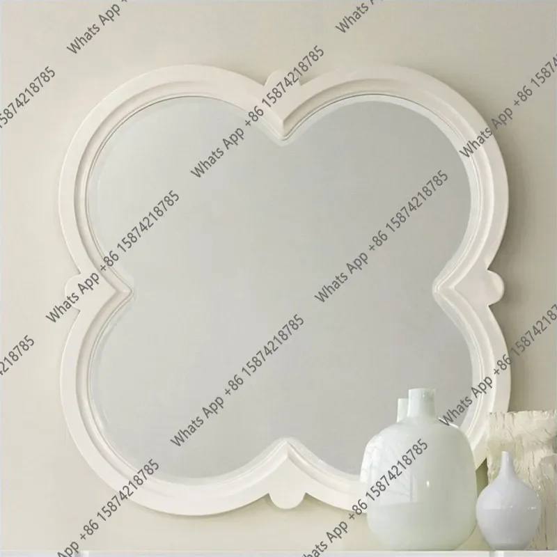 Xx French Fireplace Decorative Mirror White Flower Makeup Mirror Restaurant Art Wall Mirror Minimalist Bathroom Customizable