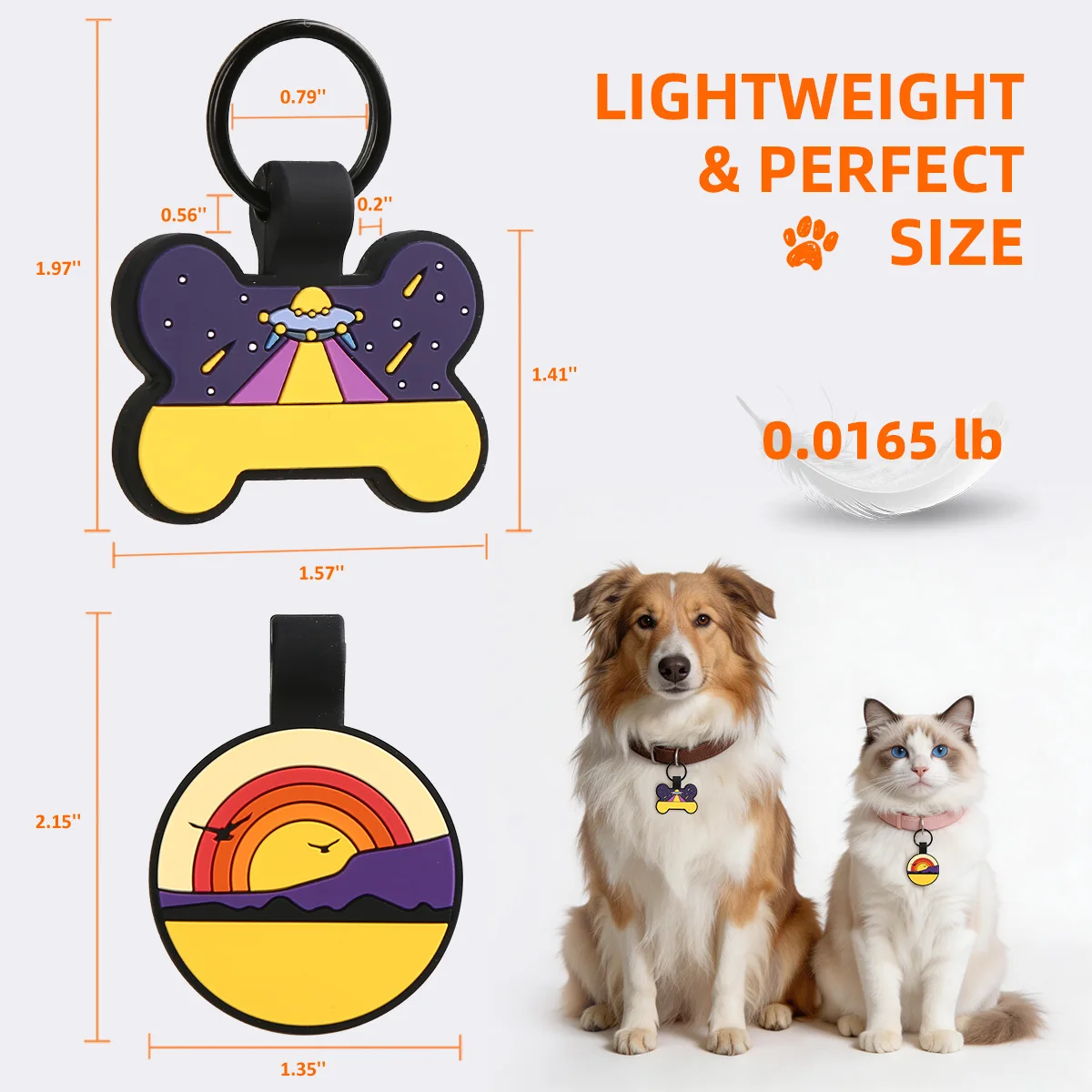Colorful Painting Silicone Keychain Personalized Name Phone Number Cat Dog Tag for Pet Custom Anti-lost Bone Pendant Tag Keyring