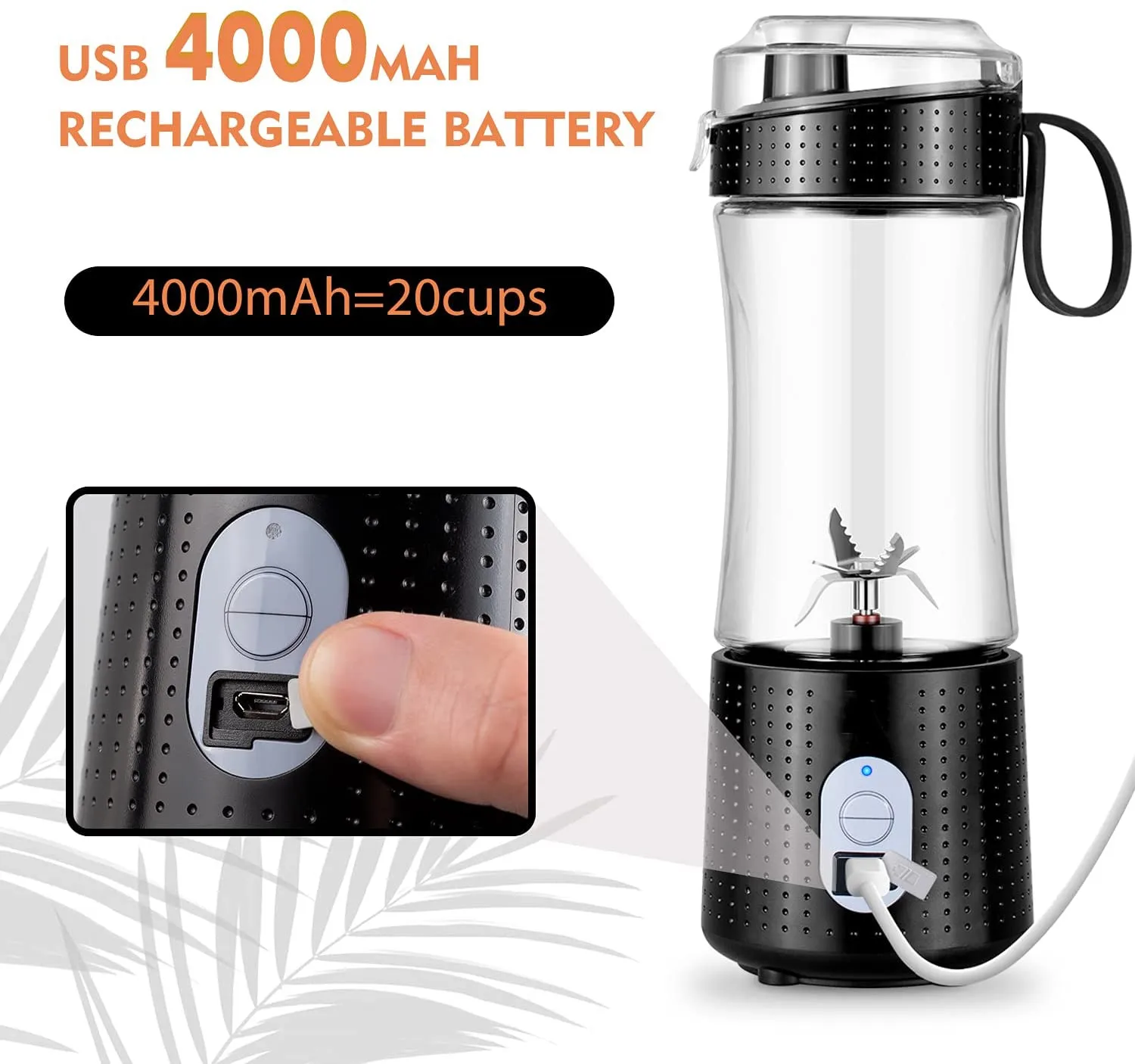 عصارة صغيرة خلاط البرتقال عصارة الفاكهة 7.4 فولت المحمولة آلة عصير طازجة سريعة 4000mAh بطارية لاسلكية عصير صانع