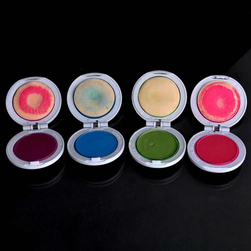 

4 Colors DIY Temporary Hair Chalks Pressed Powder Set Purple Rosy Blue Apply Wash Off Hair Color Powder