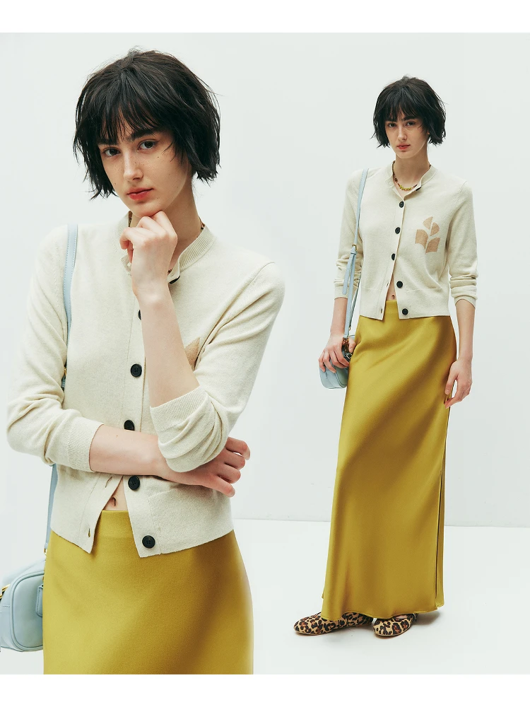 

Soft Wool And Cotton Blend Knitted Long Sve round Ne Open Cardigan Women's Faion Commute Sle Abstract Patterned Soli...