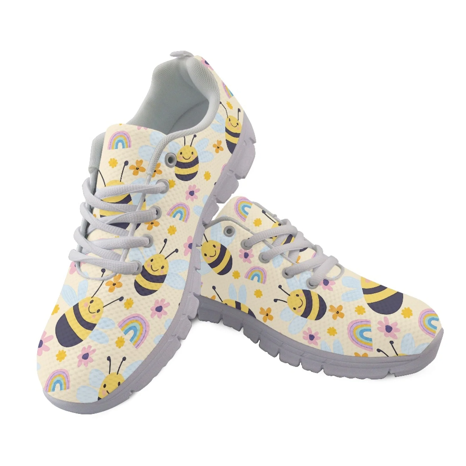 Coloranimal Lace Up Breathable Sports Tennis Shoes for Mens Mens Athletic Trainers for Office Bee Garde
