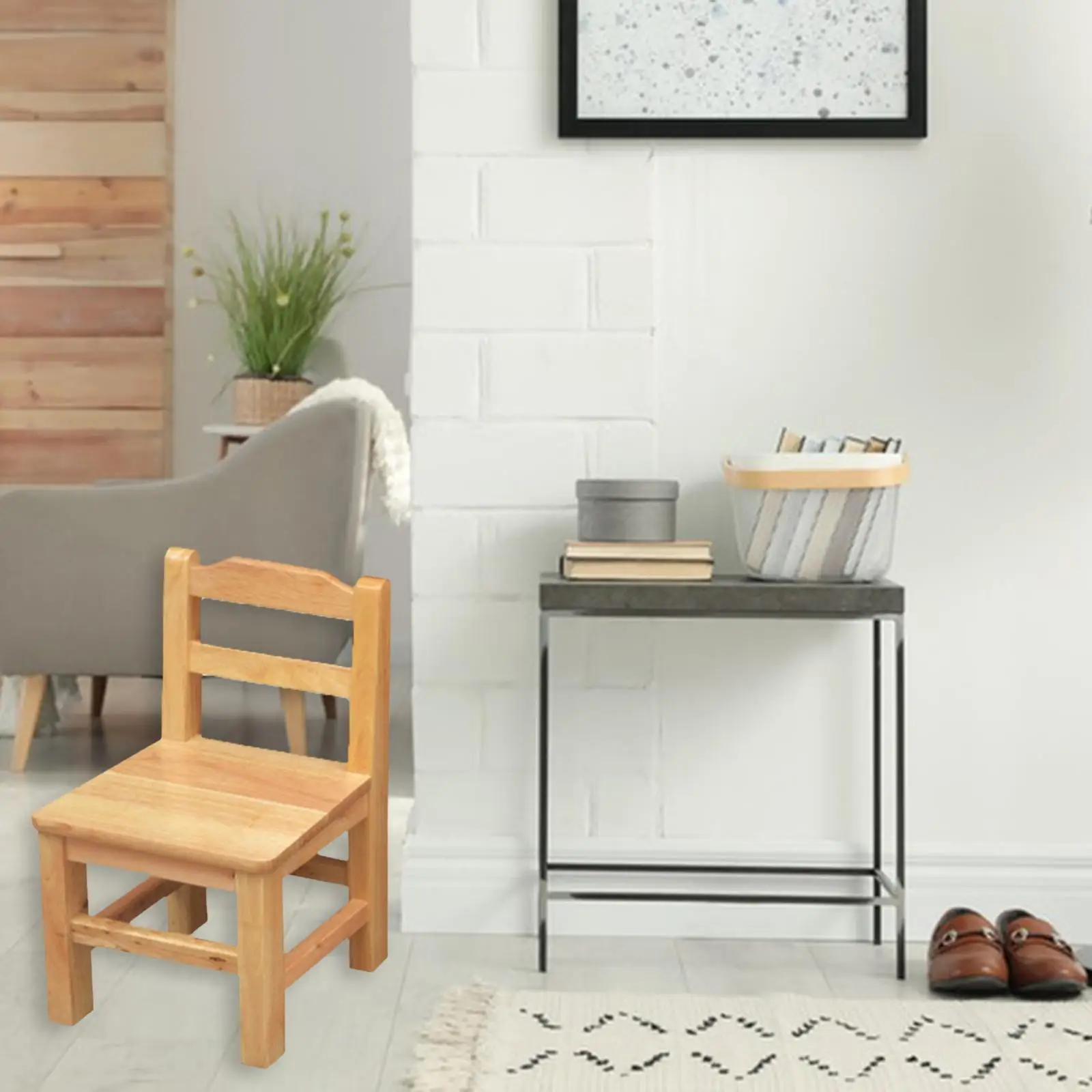 Childs Wooden Chair with Backrest for Kindergarten Classroom Solid Wood Lightweight Stackable Kids Furniture