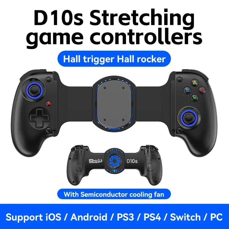 D10/D10S Stretching Cooling Game Controller For SWITCH/Android/Apple IOS Tablet /PS3/PS4 ForXBOX Gamepad Streaming Controller