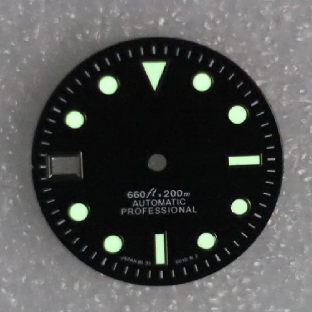 28.5mm Sterile Left-handed Submariner NH35 Dial Custom Dial Watchmods