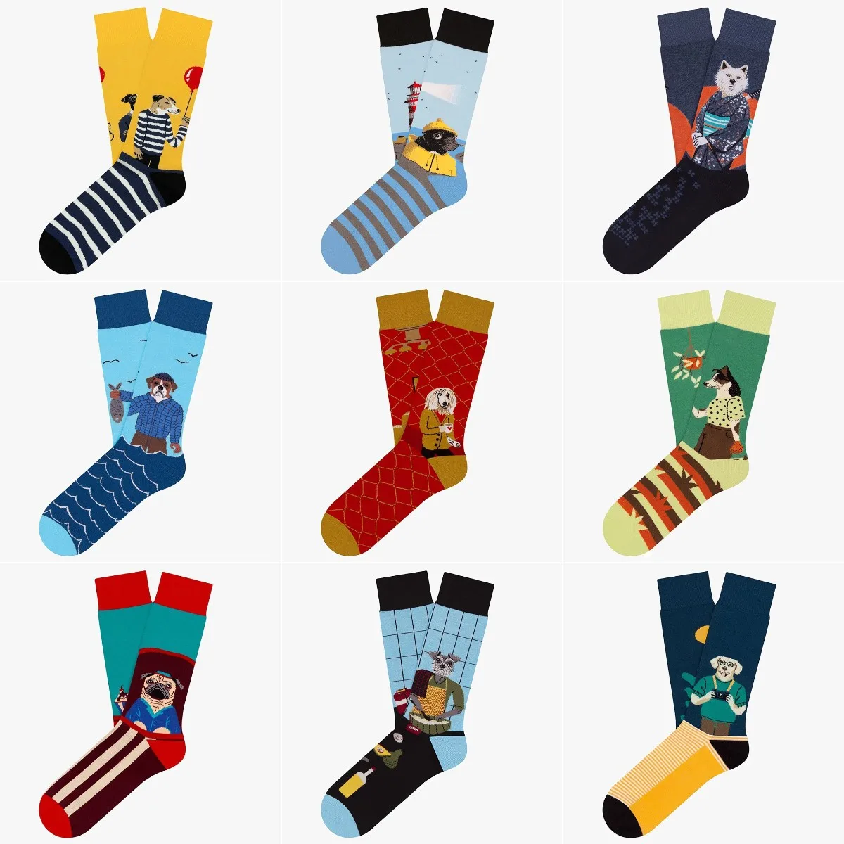 9 Styles Cute Creative Cartoon Dog Funny Unisex Crew Socks Women Men Cotton Novelty Fashion Long Socks Gifts Dropship Wholesale