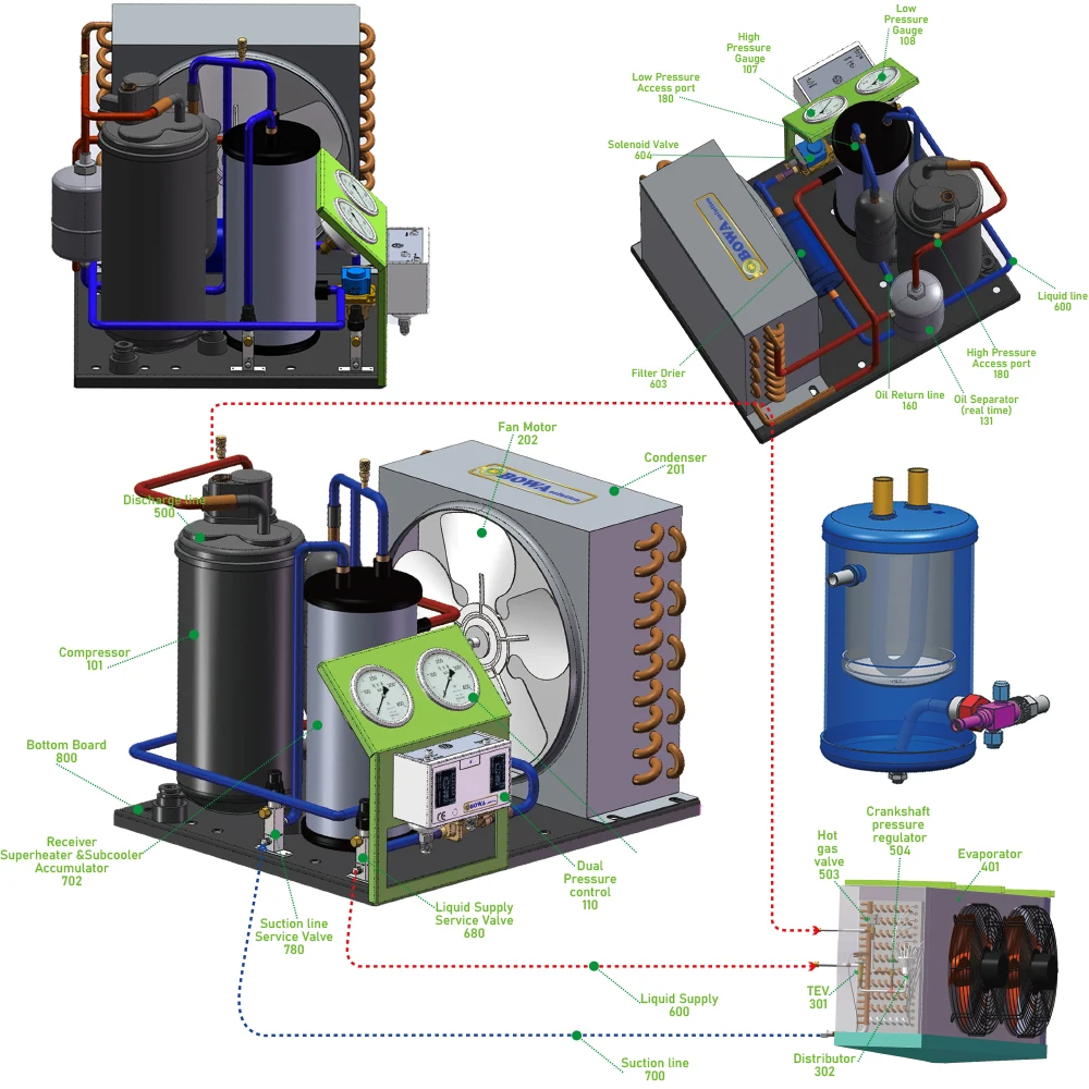 BSAH305 Superheater accumulator & receiver avoid the liquid shock to ensure no liquid enters compressor in heat pump & freezers