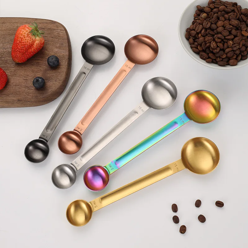 Hot Selling Dual Head Stainless Steel Milk Powder Coffee Measuring Spoon Creative Multifunctional Household Metal Kitchen Tool