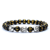 Minimalist Men Bracelet Natural 8mm Stone Vintage Buddha Braclet Homme Meditation Yoga Jewelry Lava Tiger Eyes Beaded Braslet