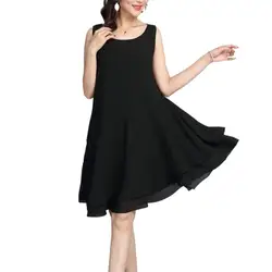 Summer Chiffon Loose Dress Casual Solid Color Midi Tank Dress Spaghetti Strap A-Line Female Dress Plus Size Vestidos robe femme