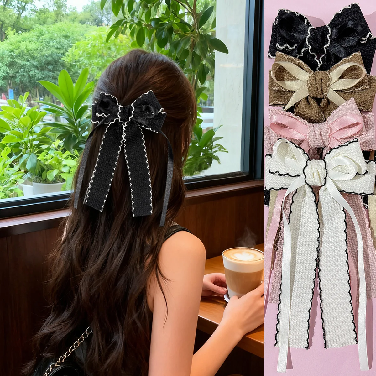 

Solid Color Frill Bow Hair Clips for Women and Girls Hairgrips, Long Tassel Hairpins, Wedding Side Clips, Bulk Pack, 24 Pcs