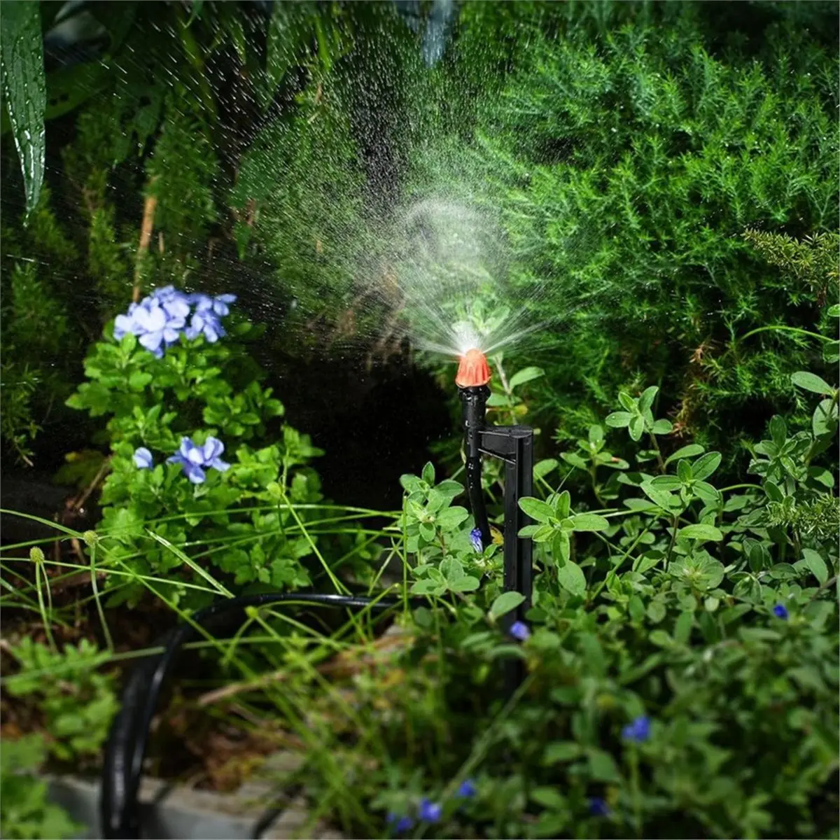 A78I 10pcs 180 Degree Irrigation Sprinkler Heads: Micro Sprinkler Nozzle on 12 Inch Stake with 1/4