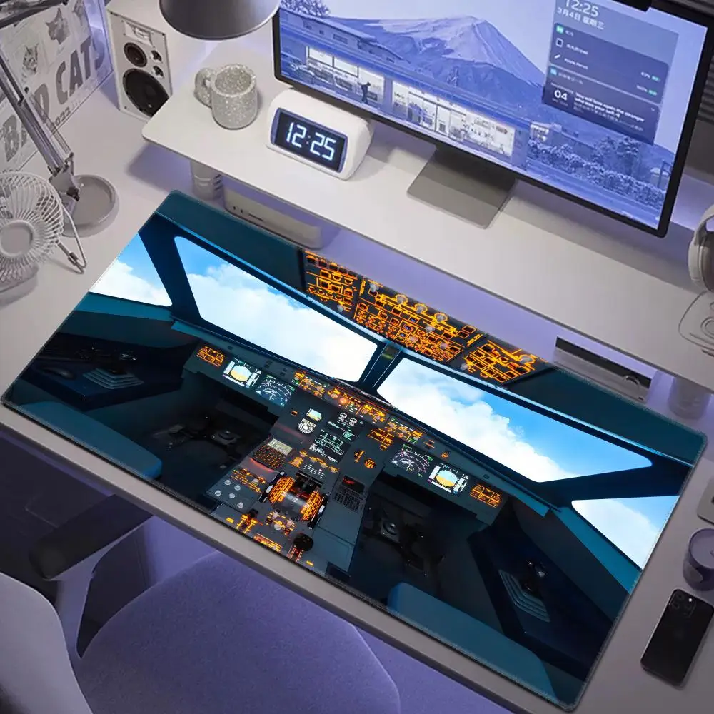 HD Airplane Speedometer Mouse Pads Plane Instrument Panel XXL Mousepad Non-slip Rubber Desk Mat Pc Gamer Deskmat Cockpit Playmat