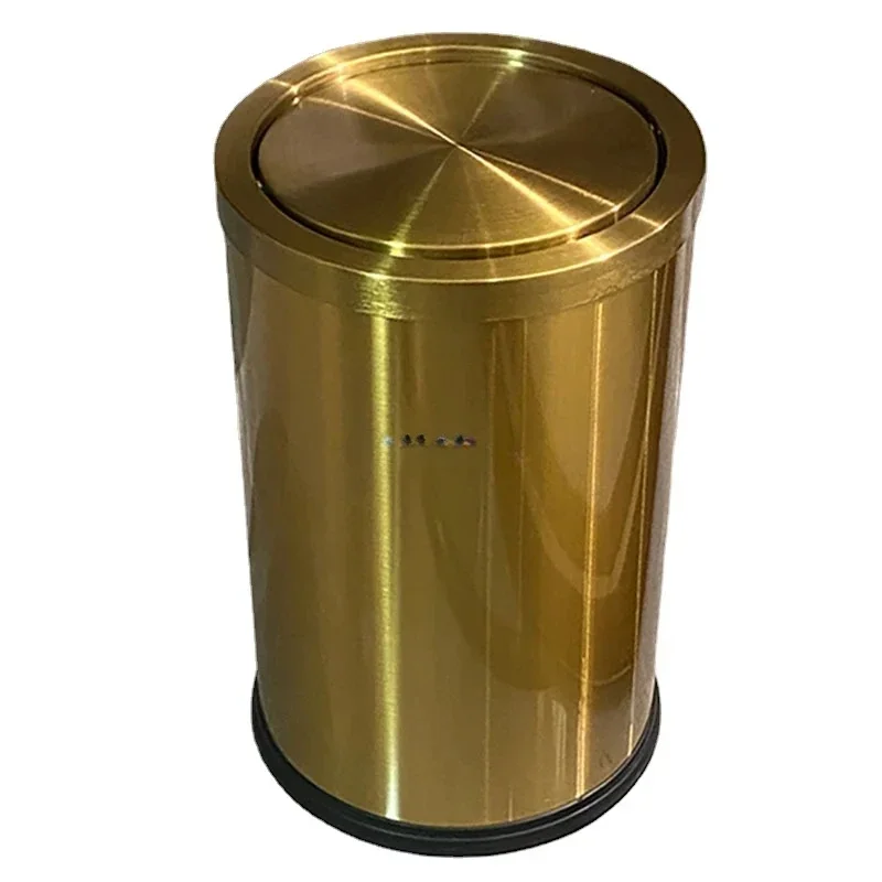 

Gold Luxury Trash Can Stainless Steel Camping Office Room Trash Can Hotel Bedroom Cuisine Bathroom Accessories
