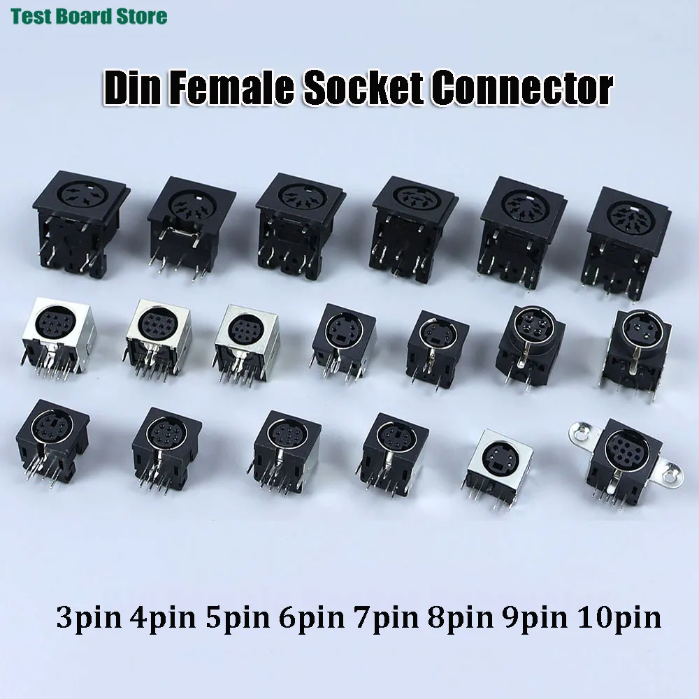 2/5/10Pcs Terminal Audio Video Din Female Socket Connector S-video PCB Mount 3/4/5/6/8/9/10Pin Silver Tone PS2 Circular DIN Jack