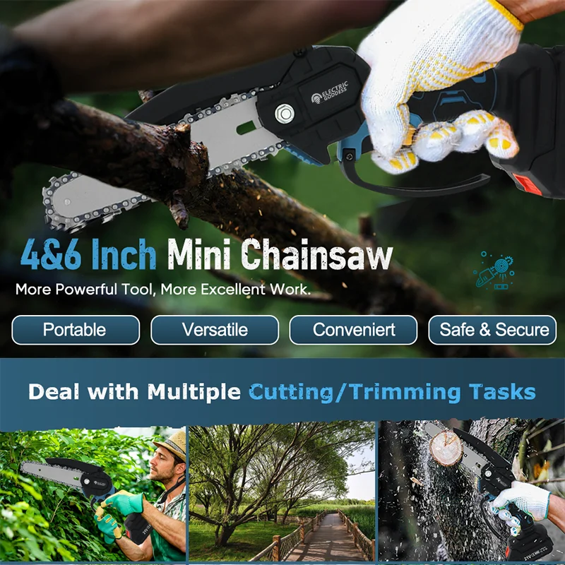 6 Inch Cordless Chainsaw Brushless Electric Chain Saw Handheld Woodworking Cutter Garden Cutting Tool With Makita 18V Battery