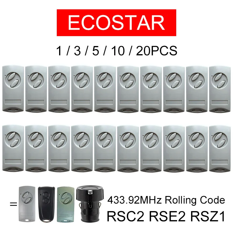 ECOSTAR RSC2-433 RSE2-433 RSZ1-433 ECOSTAR Liftronic Garage Door Remote Control 433.92MHz Rolling Code Garage Door Controls