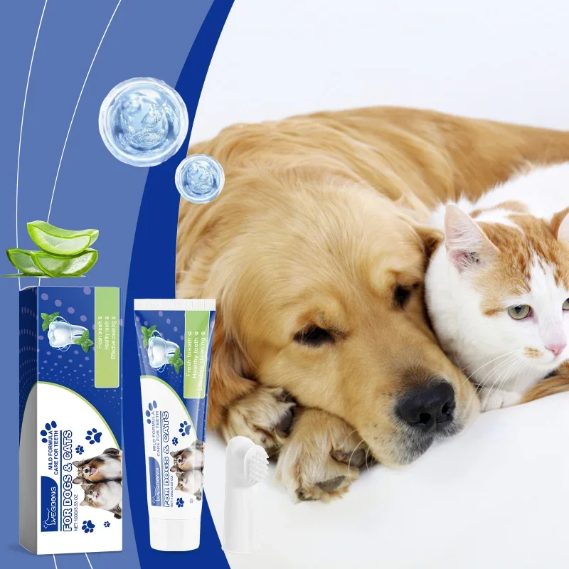 

Pet Dental Care Kit Dog Cat Toothbrush & Toothpaste Teeth Cleaning Freshens Breath Safe Mild Formula Oral Hygiene Supplies