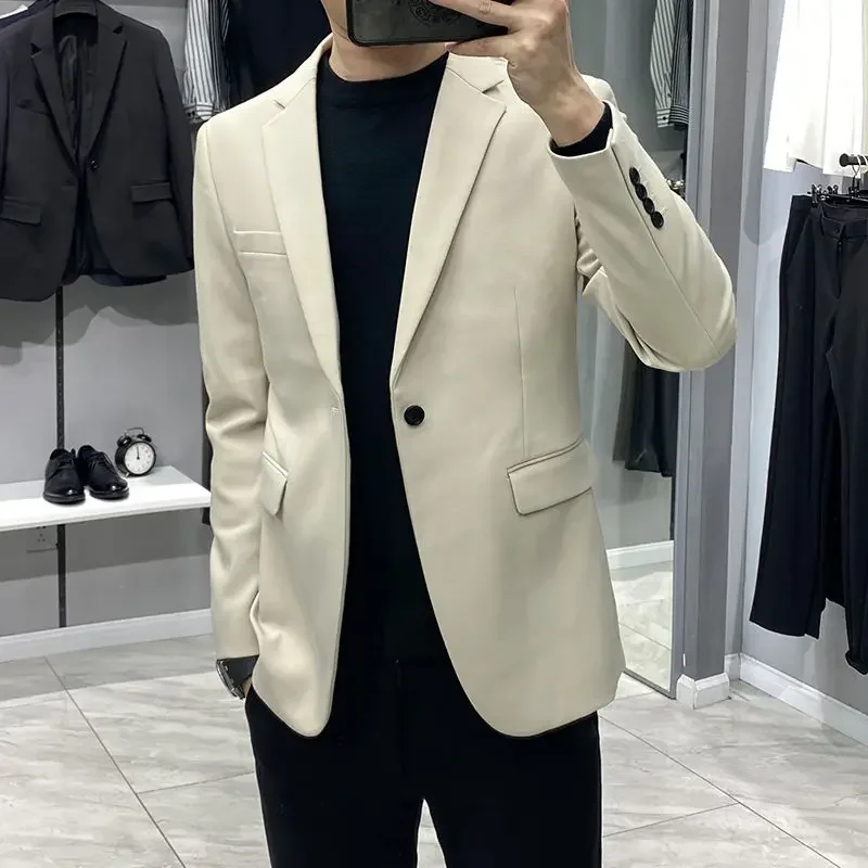 Brown Men\'s Suit Jackets Single Breasted Coat Gray Male Blazer Simple New in Clothing Menswear Fashion 2024 Fashionable Classic