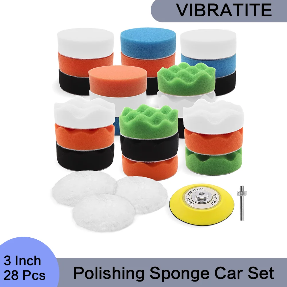 3 Inch Polishing Sponge Car Set 28 Pcs with Polishing Attachment Cordless Screwdriver for Cleaning and Improving their Lightness