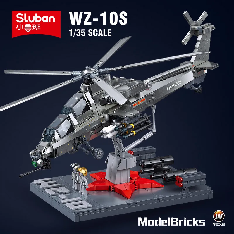 NEW Military Building Blocks WZ-10S Armed Helicopter Fighter ZTZ-99AS Main Battle Tank Weapon Army Constructor Educational Toys