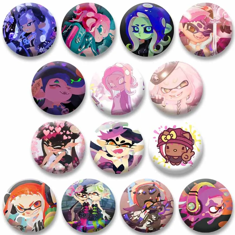 Niedliches Spiel Splatoon Brosche Cartoon Rolle Octoling Agent 3-Anstecknadel Knopfabzeichen auf Tasche Kleidung Hut Schmuck Accessoires Spielzeug Geschenk