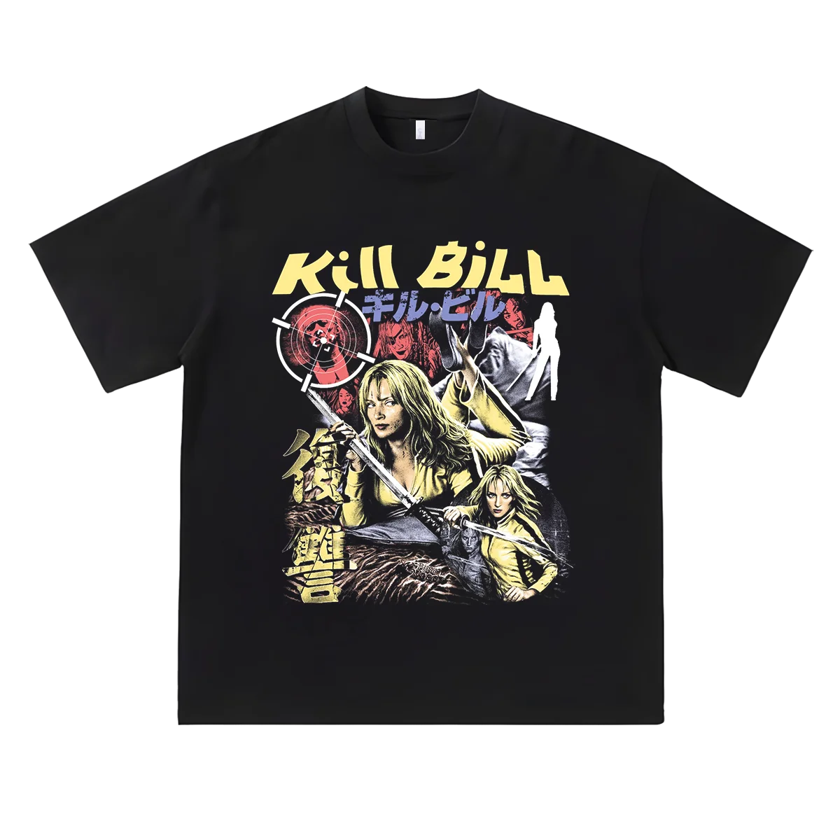washed-american-vintage-short-sleeve-t-shirt-loose-fit-quentin-tarantino-violent-beauty-kill-bill-casual-cotton-round-neck-tee
