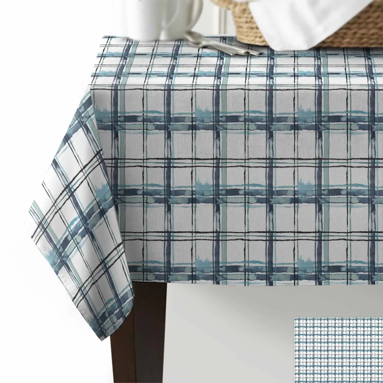 Checkered Watercolor Gradient Hand Drawn Loop Table Cloth Washable Tablecloth for Wedding Banquet Decor Luxuriou Table Cover