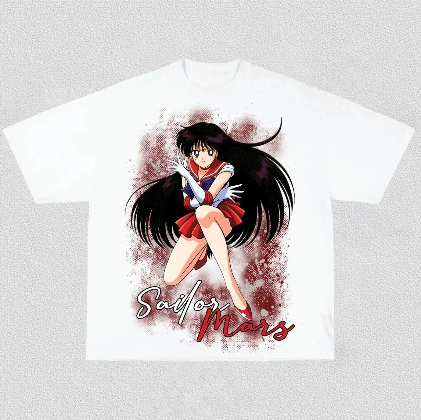Sailor Moon Sailor Mars Anime Printing T-shirt Men's Clothing Women's 2026 Summer New High Quality Cotton Short-sleeved T Shirt