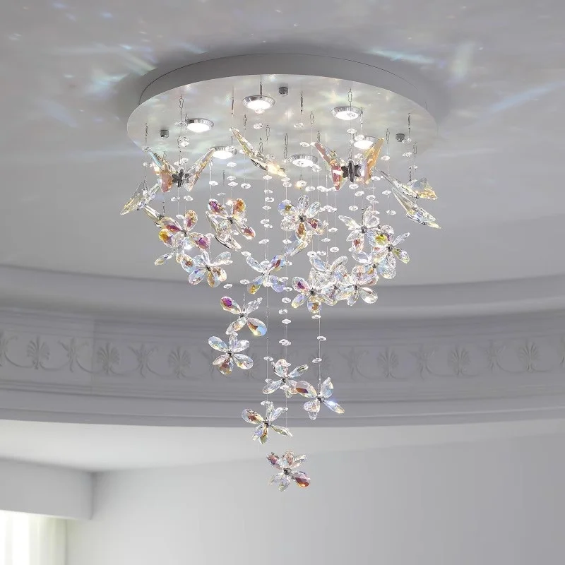 Light Luxury Crystal Ceiling Lamp Designer Atmosphere Wedding Room Bedroom Main Lamp Princess