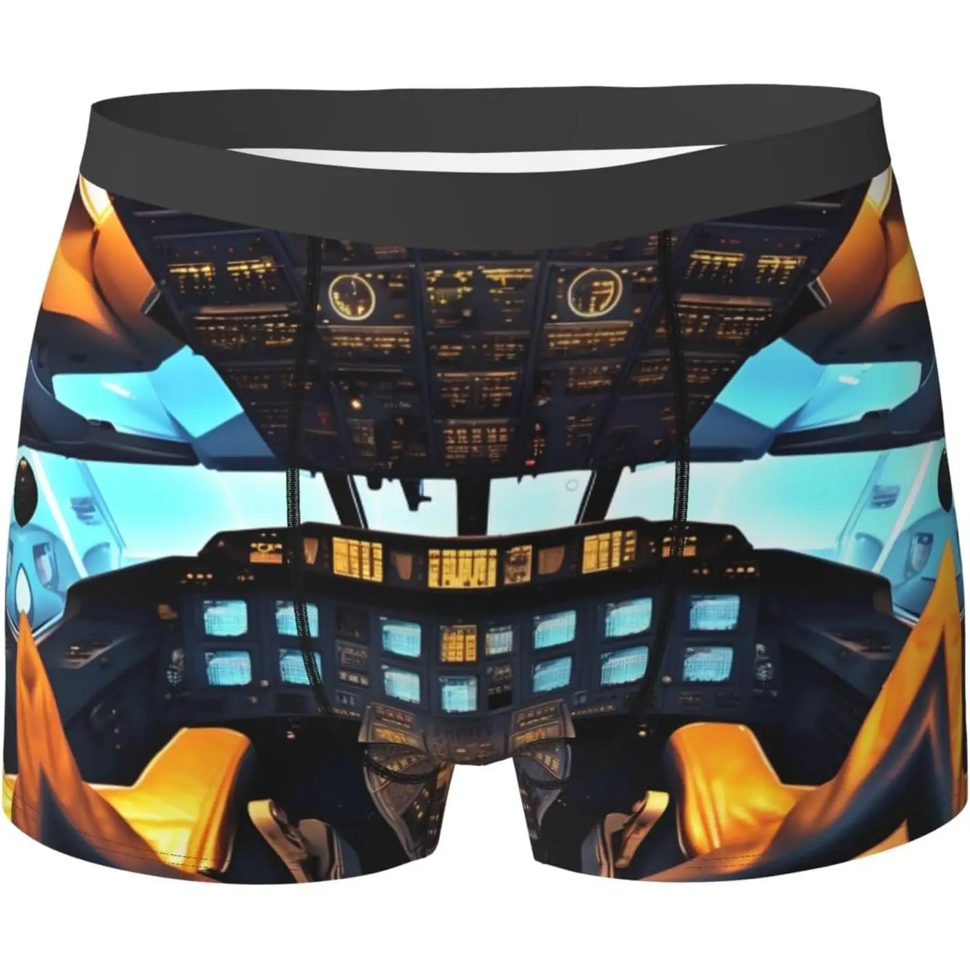 

Airplane Cockpit Print Men's Boxer Briefs Trunks Underwear Athletic Underwear Moisture-Wicking Performance