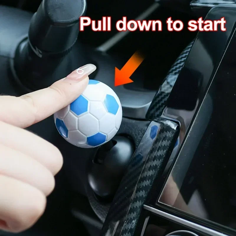 Car One Click Start Button Rocker Football Shaped Lever Engine Start Stop Button Joystick Decoration Cover Modified Accessories